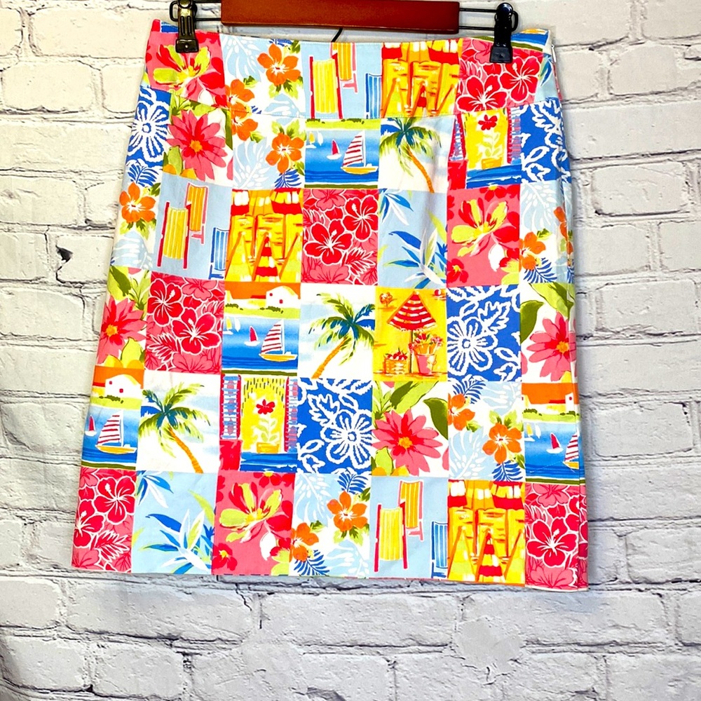 Talbots Tropical Scene Skirt Size 10 Excellent Condition
